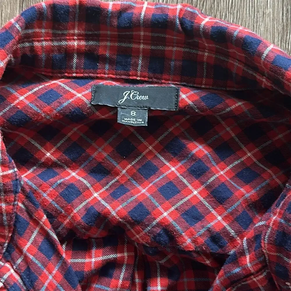 J.Crew Classic Fit Brushed Twill Flannel‎ Button Down Long Sleeve Shirt Size 8